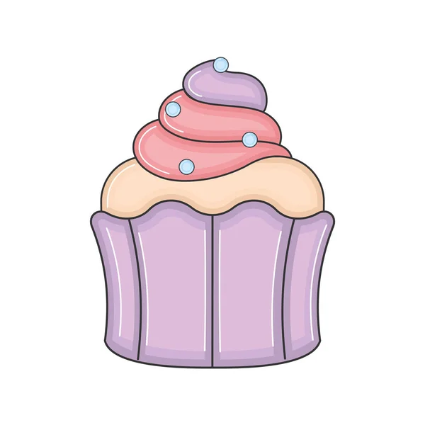 Ícone Esboço Cupcake Colorido Isolado Ilustração Vetorial — Vetor de Stock