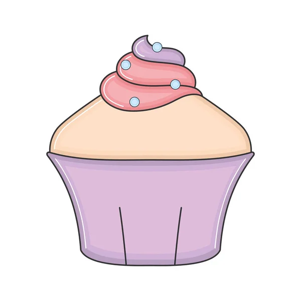 Izolované Barevné Cupcake Skica Ikona Vektorové Ilustrace — Stockový vektor