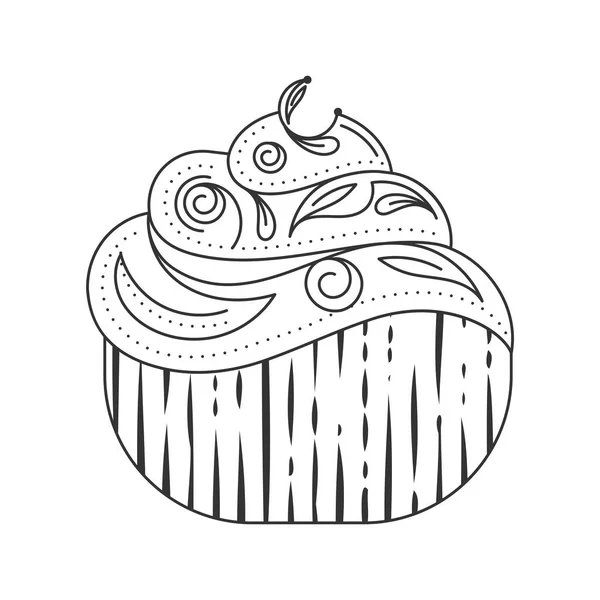 Geïsoleerde Zoete Cupcake Schets Icoon Vector Illustratie — Stockvector