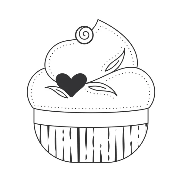 独立した甘いカップケーキのスケッチアイコンベクトルイラスト — ストックベクタ