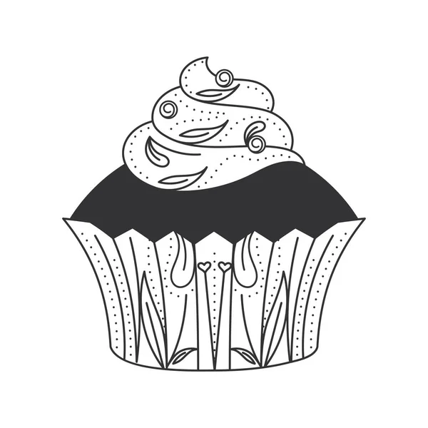 Isolierte Süße Cupcake Skizze Ikone Vector Illustration — Stockvektor