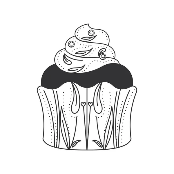Isolato Dolce Cupcake Schizzo Icona Vettoriale Illustrazione — Vettoriale Stock
