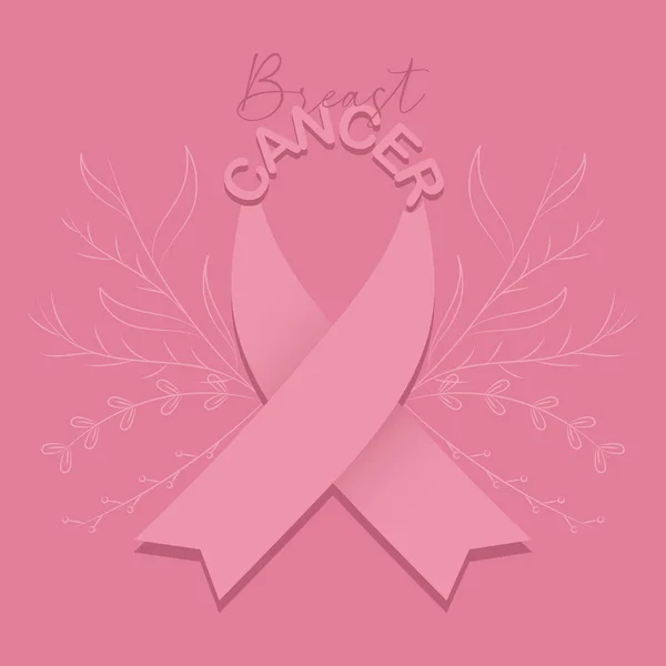 Cartel Concientización Sobre Cáncer Mama Cinta Rosa Vector Illustration — Archivo Imágenes Vectoriales