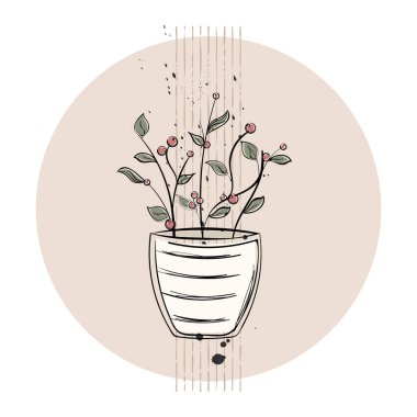 İzole edilmiş renkli bitki taslak ikonu Vektör illüstrasyonu