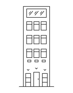 Uzun bir evi olan vektör çizgisi çizimi.