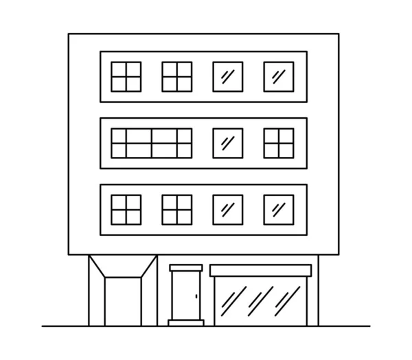 Vector line art illustration with one modern house.
