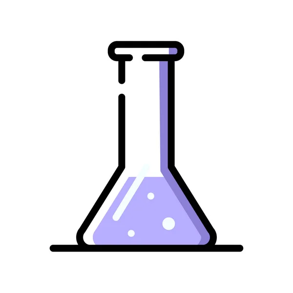 One Chemistry Purple Flask Line Art — Stock Vector
