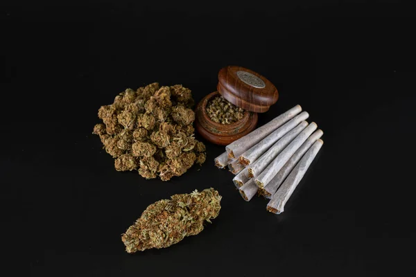 Big Bud Lots Small Buds Ready Roll Full Ginder Rolled — Stock Photo, Image
