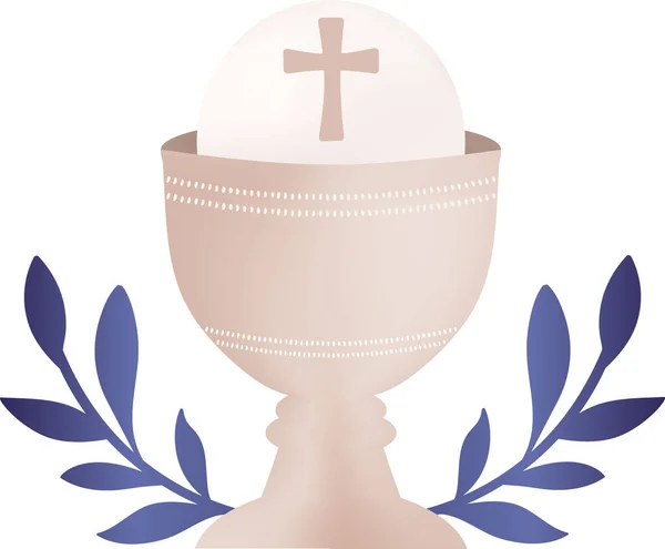 First Holy Communion Sacred Chalice Design Boy Communion — Stock Vector