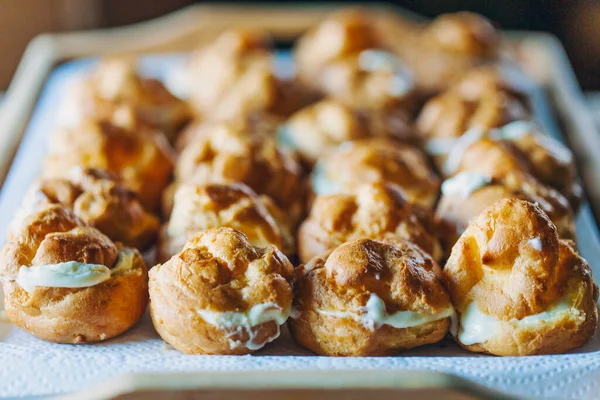 Iconic Cream Puffs Beloved Pasterie Filled Vanilla — Stock Photo, Image
