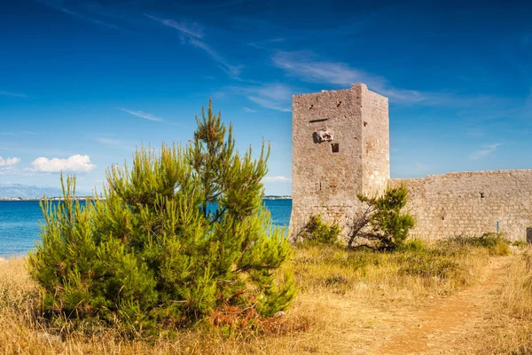 Κάστρο Καστελίνα Ερείπια Φρουρίου Στο Νησί Βιρ Κροατία Ευρώπη Θερινή Εικόνα Αρχείου