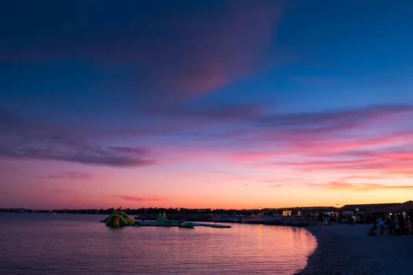 View Beautiful Blue Purple Sunset Sky Sea Beach Perfect Holiday — Foto de Stock