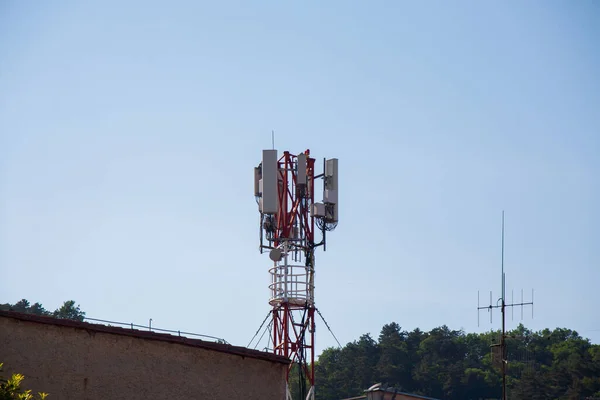 Tour Télécommunication Avec Antenne Réseau Cellulaire — Photo