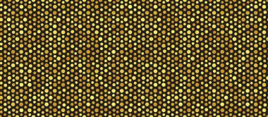 Parlak duvar kağıdı. Işıldayan altın yüzey, altın yarım ton desen. Parlak noktalı doku, ışıltılı arka plan. Sarı zırhlı doku, vektör premium fon