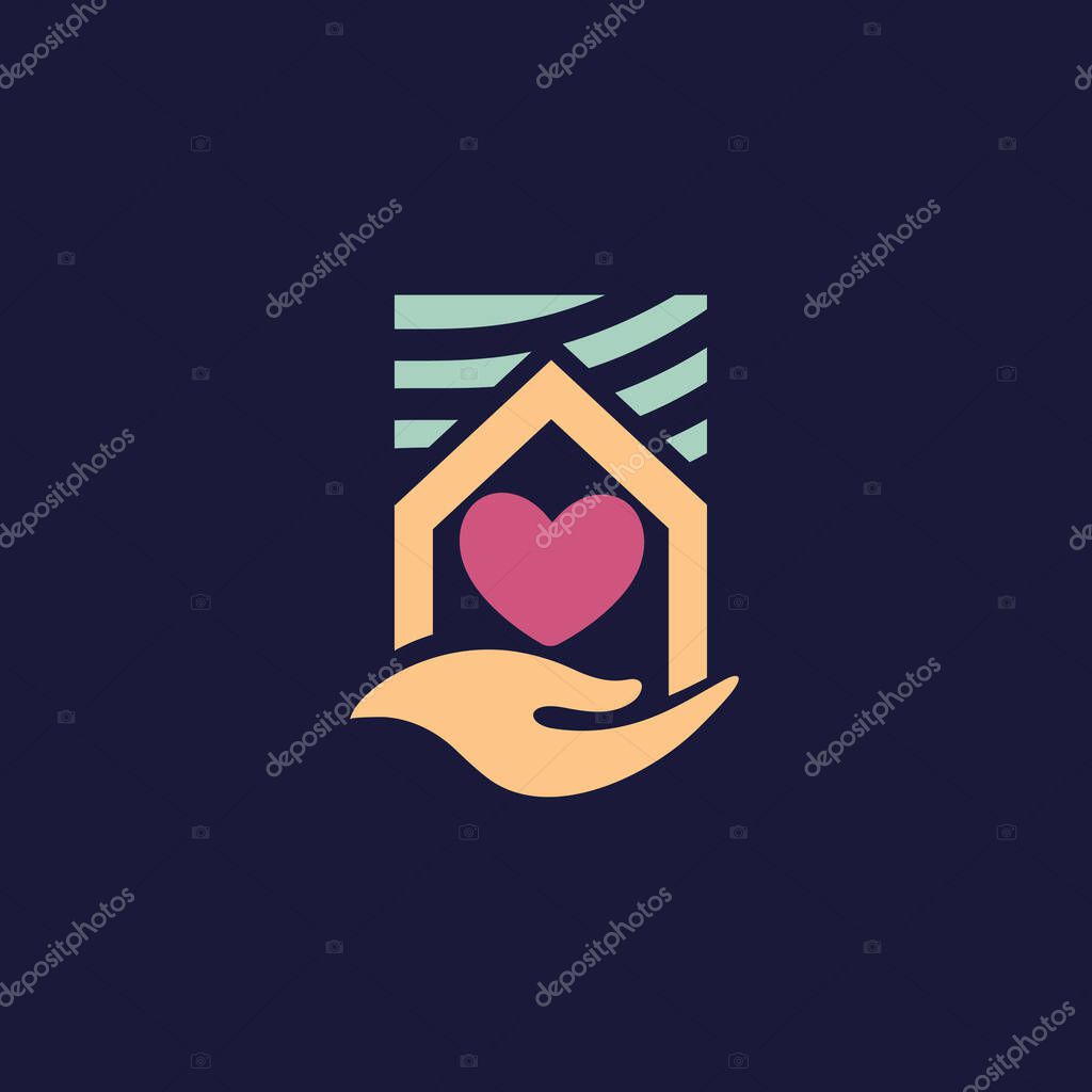 Home care, nursing home logo template. Vector illustration.