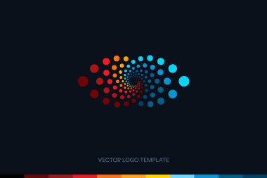 Vision Abstract nokta logo şablonu, klinik ve teknoloji işleri için renkli göz vektör logosu konsepti. Vektör illüstrasyonu.