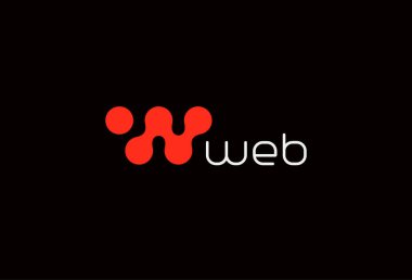 Web logo simgesi, soyut harf W, kimya laboratuvarı, bilişim sistemi, biyomedikal ve dijital iletişim teknolojisi amblemi için logot şablonu. Vektör logosu