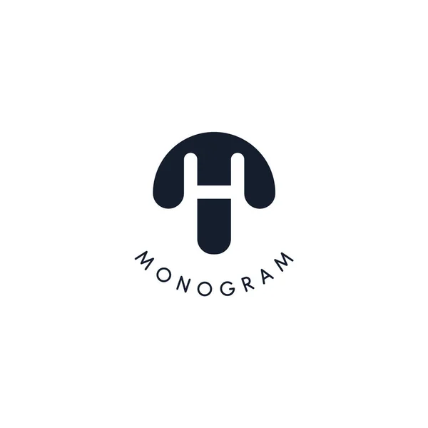 Schwarzes Logo mit ausgeschnittener Silhouette des Buchstabens H, rundes Monogramm für Business und Branding. Moderner Vektor-Logotyp, Kreis-Abzeichen negativer Raum-Stil — Stockvektor