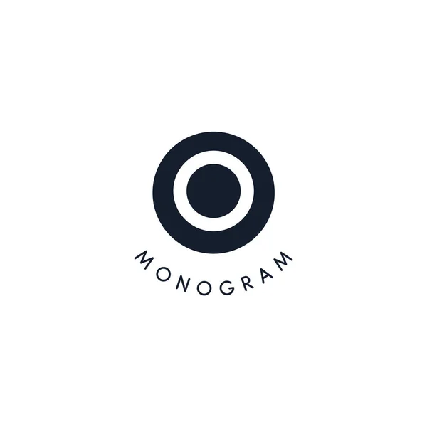 Logo nero con sagoma ritagliata della lettera O, monogramma rotondo per affari e branding. Logotipo vettoriale moderno, distintivo cerchio stile spazio negativo — Vettoriale Stock
