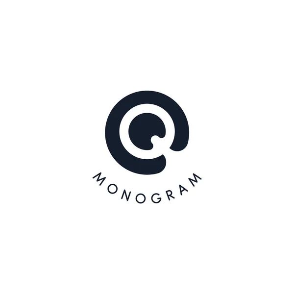 Logo nero con sagoma ritagliata della lettera Q, monogramma rotondo per affari e branding. Logotipo vettoriale moderno, distintivo cerchio stile spazio negativo — Vettoriale Stock