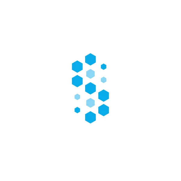 Carta S, hexágonos azuis, modelo de logotipo vetorial para a ciência. — Vetor de Stock