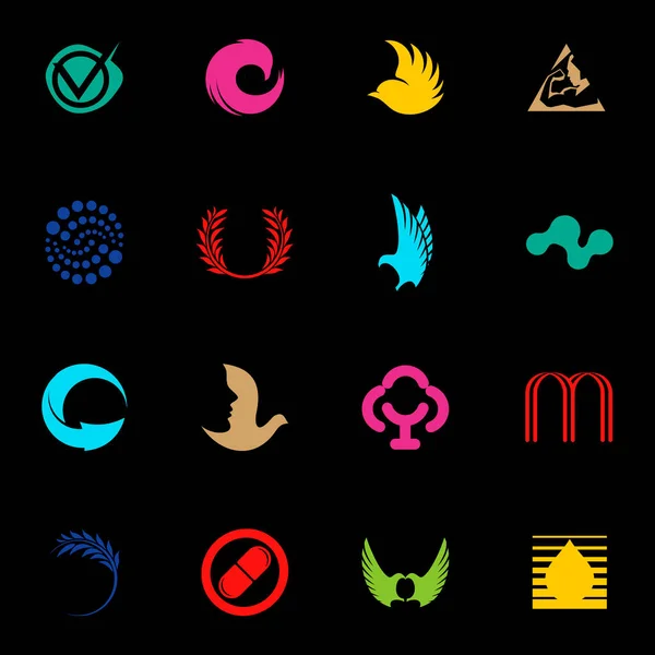 Soyut logolar ayarlandı. Modern vektör logosu koleksiyonu. Alışılmadık logo elementleri. Logo tasarımı. — Stok Vektör