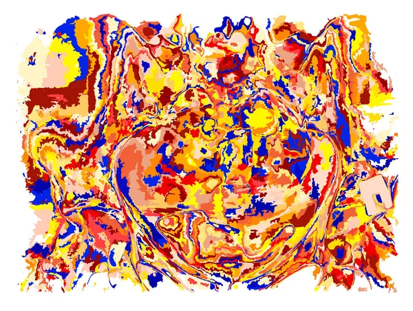 Arte líquido, pintura de manchas caóticas de color abstracto, tinta colorida que fluye. Concepto gráfico contemporáneo para galería digital NFT. Ilustración vectorial — Archivo Imágenes Vectoriales