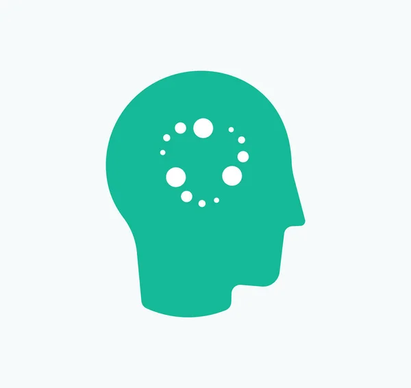 Processo de pensamento, ícone de carga cerebral, logotipo de aprendizagem, símbolo de memórias, cabeça humana, ilustração vetorial — Vetor de Stock