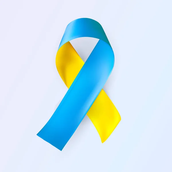 Nastro blu e giallo, simbolo di sostegno e sensibilizzazione dell'Ucraina. Illustrazione vettoriale — Vettoriale Stock