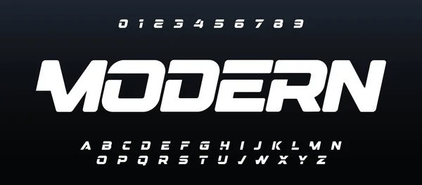 Futurisme Titre Police Lumineux Alphabet Lettres Design Typographie Numérique Logo — Image vectorielle