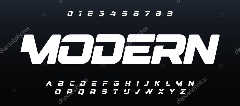 Futurism headline font glowing alphabet letters design. Digital cyber game logo typography. Futuristic typographic design for logo, headline, cover title, and monogram. Isolated vector typeset