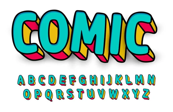 Fun Font Cartoon Color Alphabet Color Letters Comic Book Children — Stock Vector
