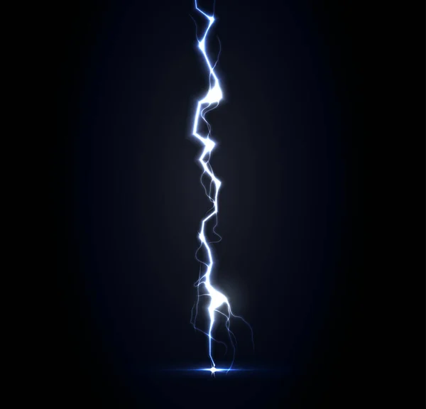 Thunderbolt Vector Illustration Blue Lightning Strike Dark Background Vertical Lightning — Stok Vektör