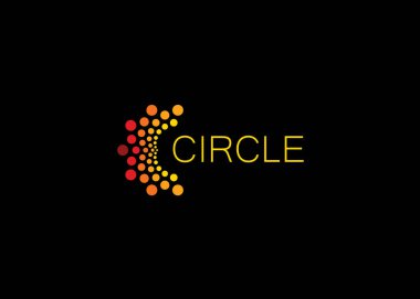 Abstract letter C, semicircle shape logo template, orange sun vector logo concept for business and IT startup, flower emblem.  clipart