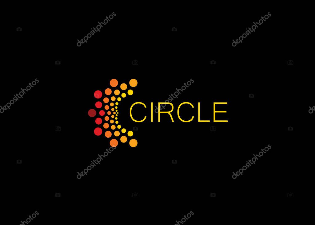 Abstract letter C, semicircle shape logo template, orange sun vector logo concept for business and IT startup, flower emblem.