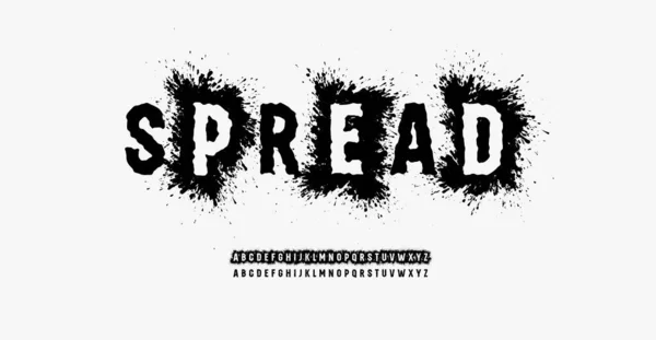 Grunge Uneven Font Spread Splash High Letters Spray Effect Rough — Stockvektor