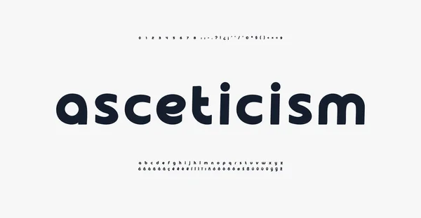 Minimalistic Clean Contemporary Font Modern Bauhaus Lowercase Letters Numbers Typeset — Vetor de Stock