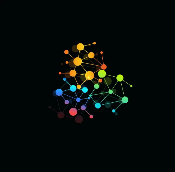 Constellation Interconnected Colored Dots Cartoon Logo Concept Bubbles Structure Shape — Archivo Imágenes Vectoriales