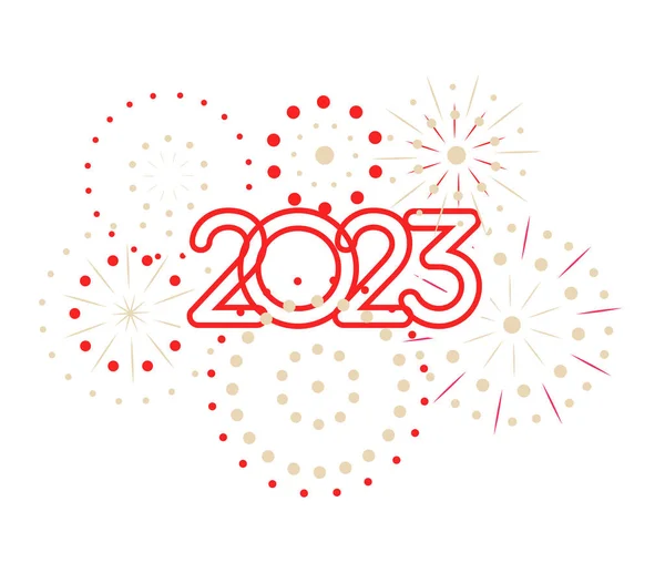 2023 Čísla Ohňostrojem Kresleném Čínském Stylu Šťastný Nový Rok Plakát — Stockový vektor