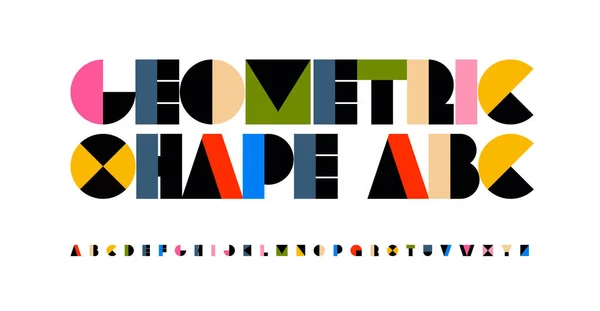 Forme Géométrique Police Couleur Alphabet Lettres Typographie Moderne Logo Conception — Image vectorielle