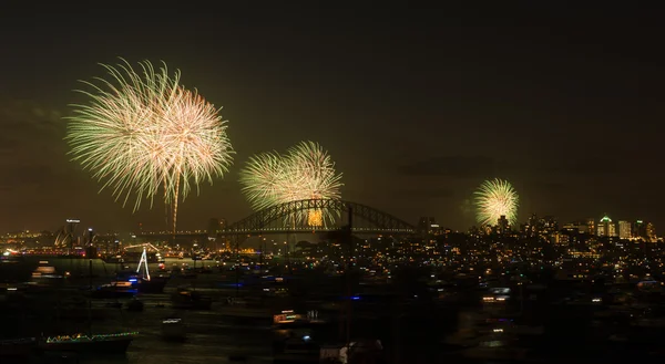 Fogos de artifício Sydney véspera de ano novo 2013 — Fotografia de Stock