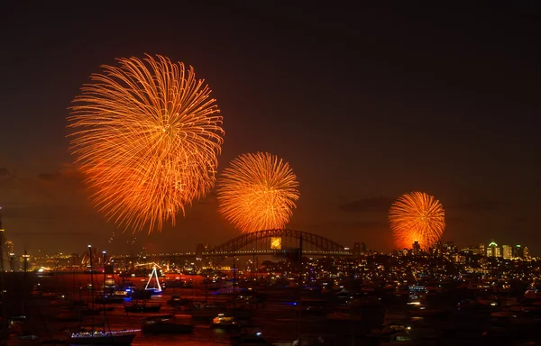 Fuegos artificiales Sydney año nuevo víspera 2013 — Foto de Stock