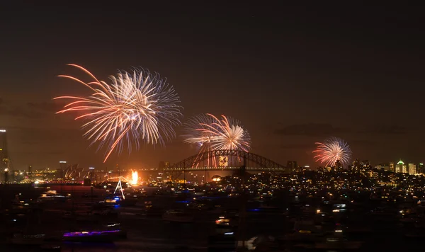 Feux d'artifice Sydney nouvel an veille 2013 — Photo