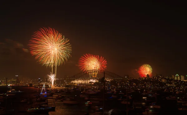 Fuegos artificiales Sydney año nuevo víspera 2013 — Foto de Stock