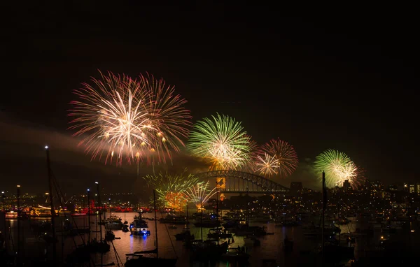 Feux d'artifice Sydney nouvel an veille 2013 — Photo