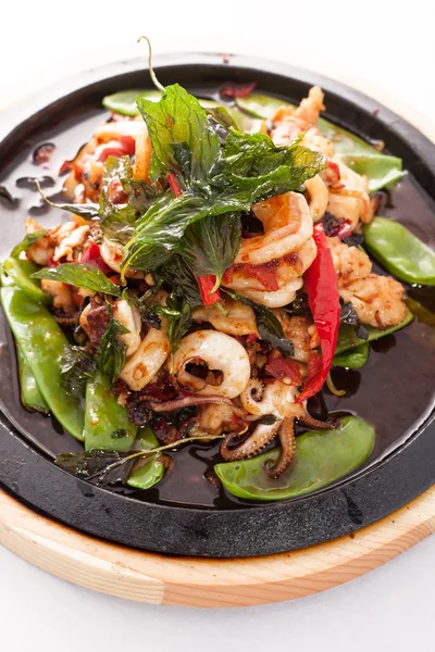 Tay herb ile kızarmış deniz ürünleri heyecan.