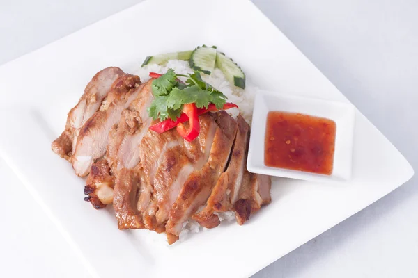 Panggang ayam dengan nasi . — Stok Foto