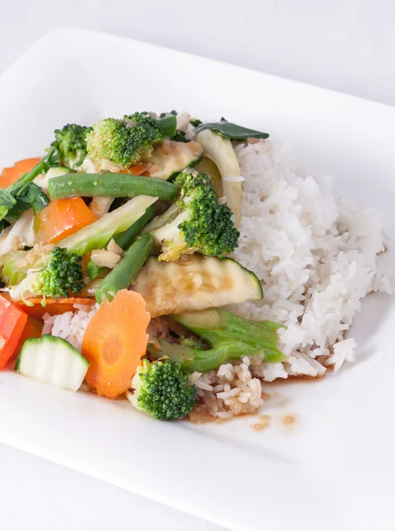 Stir fried vegetable with rice. — Stock Photo, Image