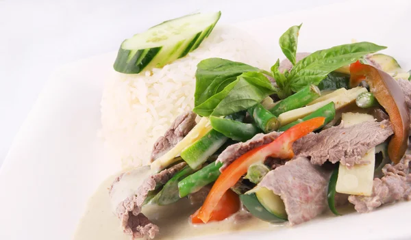 Beef green curry with rice, Thai food. — Stock Photo, Image