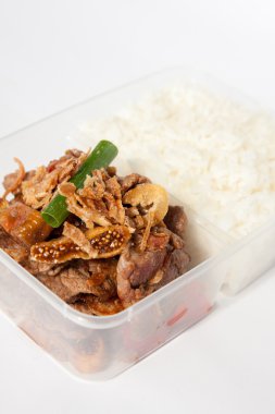 Tay gıda take away, pirinç ile sığır sarımsak